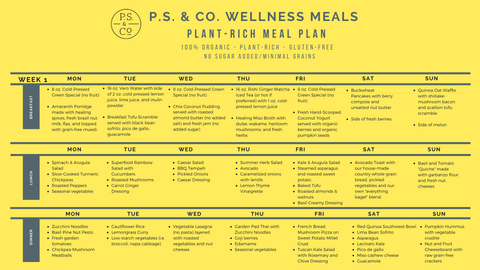 P.S. & Co. Wellness Meals Organic Plant-Rich Meal Plan